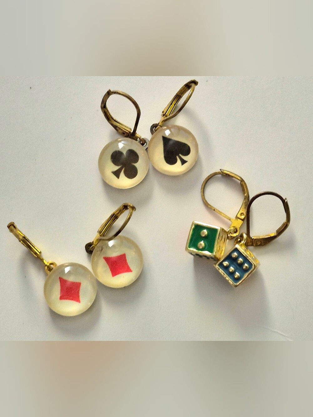 (3) Vegas Themed Colorful Pierced Earring Sets (3)
